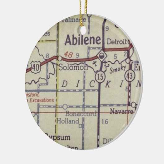 Abilene Kansas  Map Keramisch Ornament (Links)