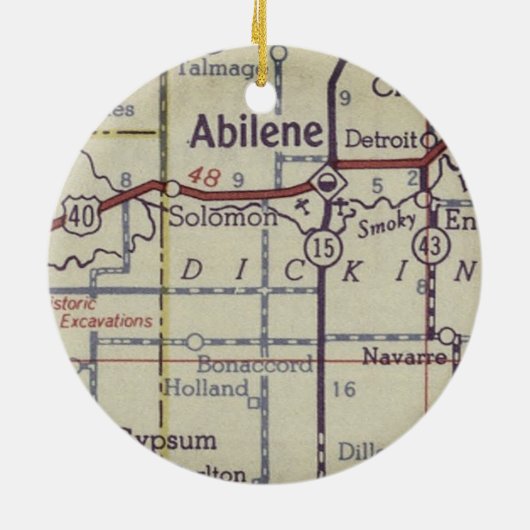 Abilene Kansas  Map Keramisch Ornament (Achterkant)