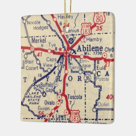 Abilene TX 1941 Map Keramisch Ornament (Links)