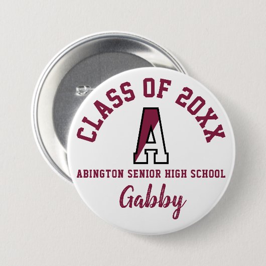 Abington Senior High School Button Logo Custom (Voorkant /achterkant)