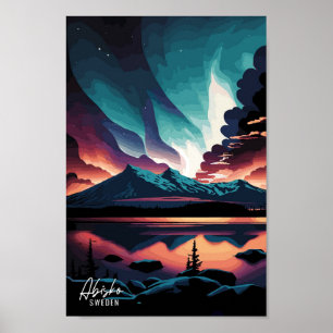 Abisko Zweden Art Vintage Travel Illustration Poster