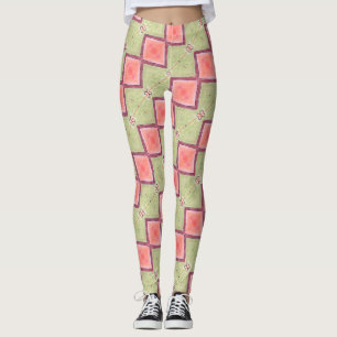ABL - 069 - Groene en Zalmvlinder Leggings