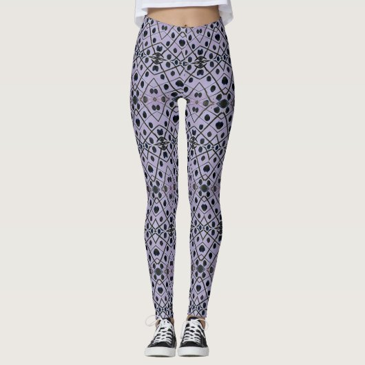 ABL - 129 - Paarse en zwarte ontwerp - Leggings (Voorkant)