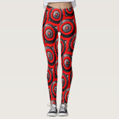 ABL - 145 - Zwarte en rode cirkels Leggings (Voorkant)