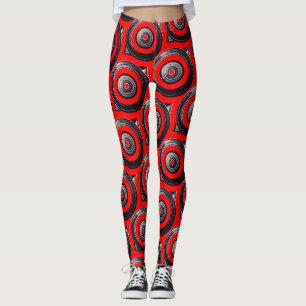 ABL - 145 - Zwarte en rode cirkels Leggings