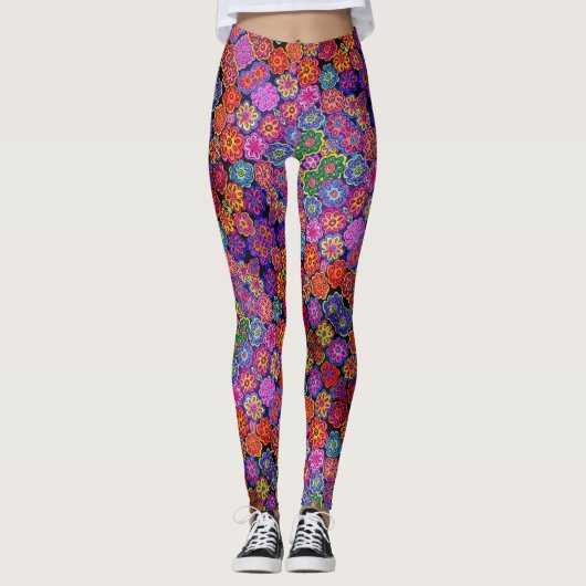 ABL - 185 - Kleurrijke Bloemen - Leggings (Voorkant)