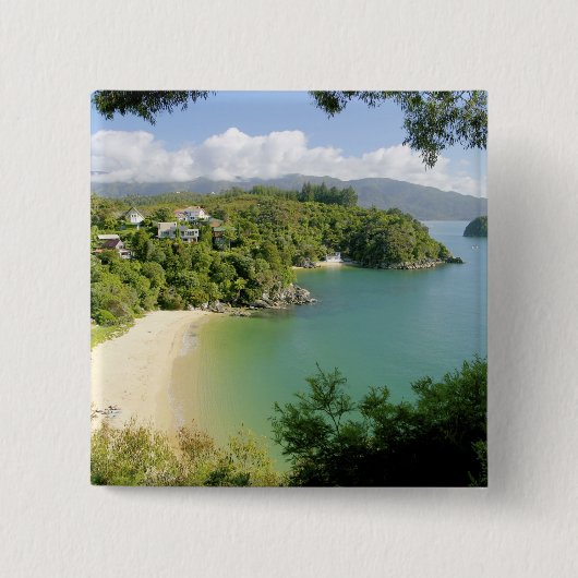 Able Tasman NP, Nelson, Nieuw-Zeeland. De vele Vierkante Button 5,1 Cm (Voorkant)