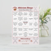 Ableism Bingo Card Chronic Illness Edition Vol. 1 Kaart (Staand voorkant)
