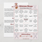 Ableism Bingo Card Chronic Illness Edition Vol. 1 Kaart (Voorkant / Achterkant)