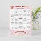 Ableism Bingo Card Chronic Pain Edition Kaart (Staand voorkant)