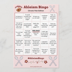 Ableism Bingo Card Chronic Pain Edition Kaart