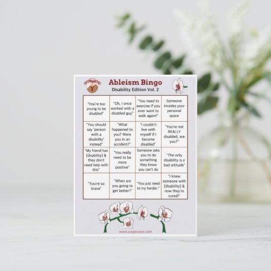 Ableism Bingo Kaart Handicap Editie Volume 2 (Staand voorkant)