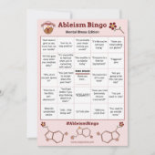 Ableism Bingo Kaart Mental Illness Edition (Voorkant)