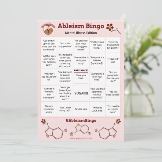 Ableism Bingo Kaart Mental Illness Edition (Staand voorkant)