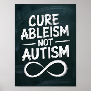 Ableïsme genezen, geen autisme   Chalkboard Style  Poster