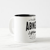 Abner Lifetime Lid met persoonlijke naam Abner Tweekleurige Koffiemok (Voorkant links)