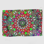 Abnormale groene kleur kaleidoscoop mandala t.b.t. golfhanddoek (Horizontaal)