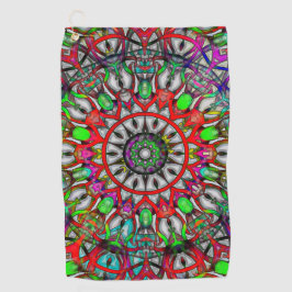 Abnormale groene kleur kaleidoscoop mandala t.b.t. golfhanddoek