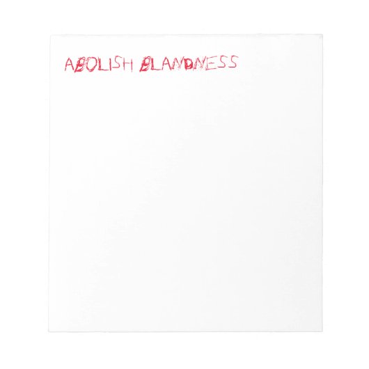 ABOLISH BLANDNESS notitieblok (rood) (Voorkant)