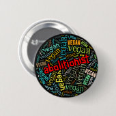 "Abolitionist Vegan" Word-Cloud Mosaic Ronde Button 5,7 Cm (Voorkant /achterkant)
