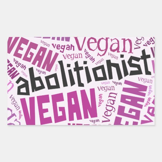 "Abolitionist Vegan" Word-Cloud-mozaïek Rechthoekige Sticker (Voorkant)