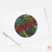 "Abolitionist Vegan" Word-Cloud-mozaïek Ronde Sticker (Envelop)