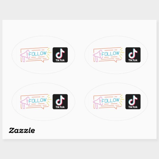 abonneer mijn Tiktok-kanaalsticker Ovale Sticker (Vel)
