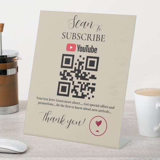 Abonneer QR-codebord | YouTube | Bar  Reclamebord Met Voetstuk (Insitu)
