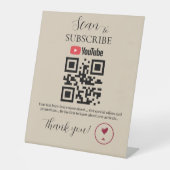 Abonneer QR-codebord | YouTube | Bar  Reclamebord Met Voetstuk (Voorkant)