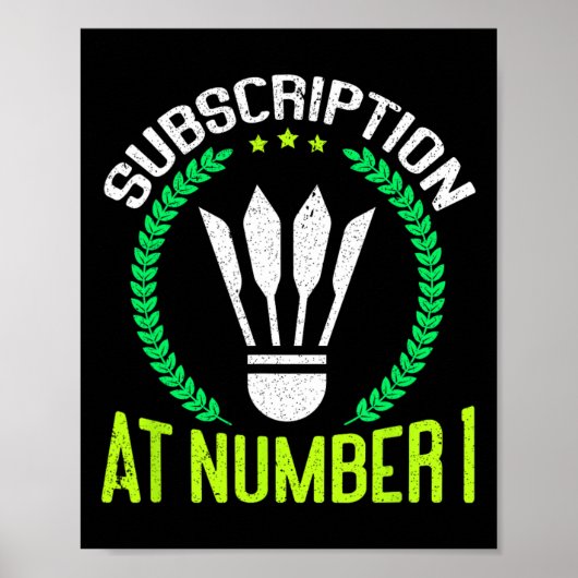 Abonnement op nummer 1 Funny Badminton Poster (Voorkant)