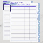 Abonnementstracker pagina- Maandelijks of Jaarlijk (Voorkant / Achterkant)