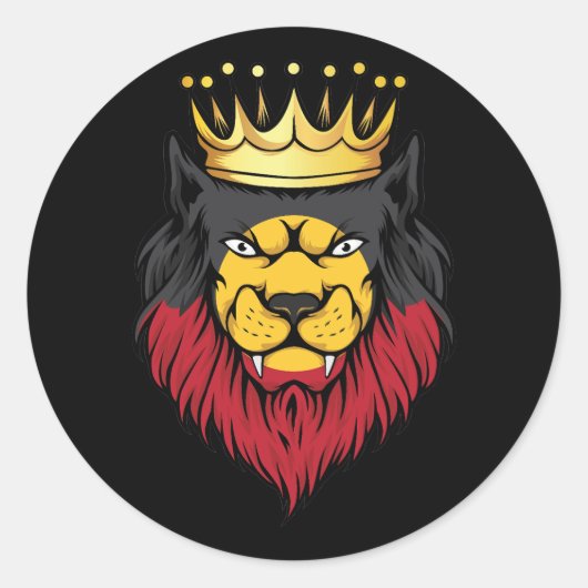 Aborigin Lion King Flag Ronde Sticker (Voorkant)