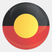 Aborigin Ronde pictogramvlag Ronde Sticker (Voorkant)