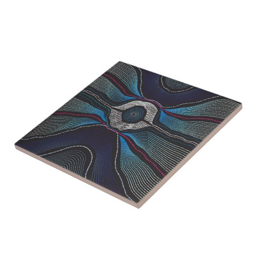 Aboriginal 3 keramische tegel tegeltje (Zijkant)