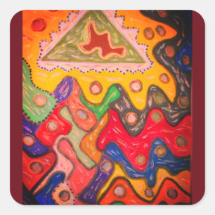 ABORIGINAL AFRIKAANSE KUNST IMPRESSIONISTISCHE ONT VIERKANTE STICKER