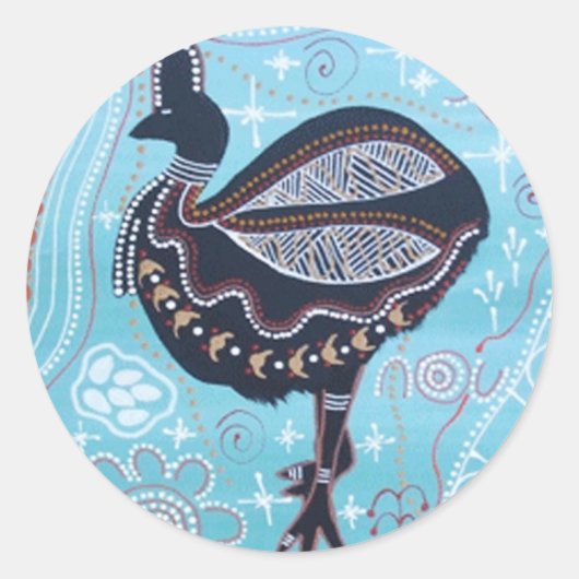 Aboriginal Art Cassowary Sticker (Voorkant)
