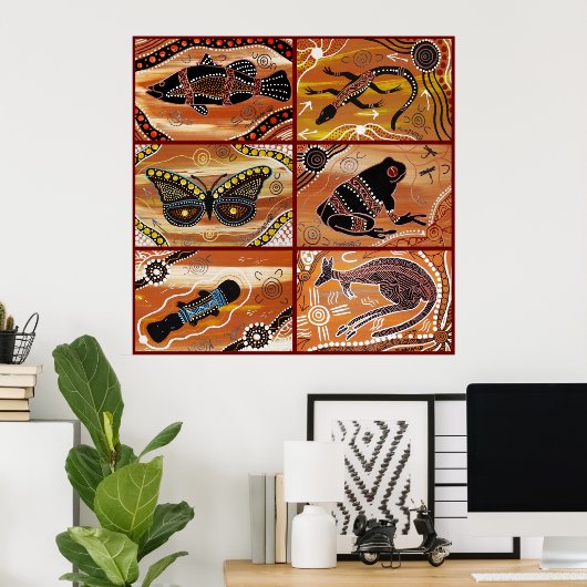 Aboriginal Art Collage Poster (Thuiskantoor)