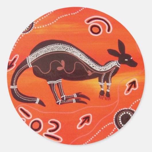 Aboriginal Art Desert Kangaroo Sticker (Voorkant)