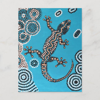 Aboriginal Art, Gecko, Punktmalerei, Dot-Painting Briefkaart