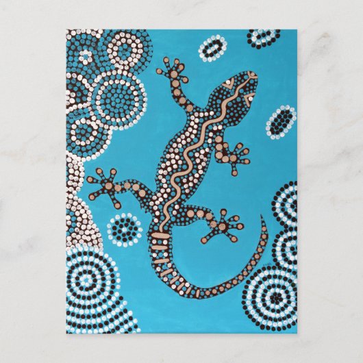 Aboriginal Art, Gecko, Punktmalerei, Dot-Painting Briefkaart (Voorkant)