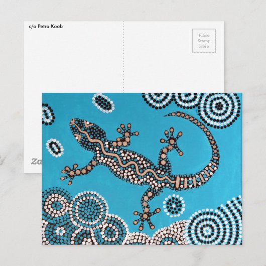 Aboriginal Art, Gecko, Punktmalerei, Dot-Painting Briefkaart (Voorkant / Achterkant)