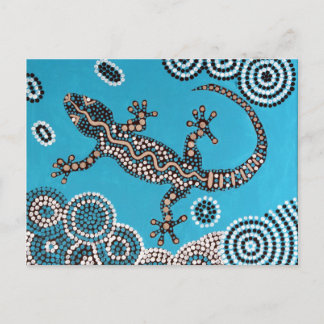 Aboriginal Art, Gecko, Punktmalerei, Dot-Painting Briefkaart