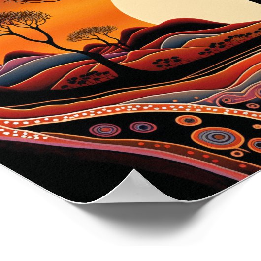 Aboriginal Art geïnspireerd landschap Poster (Hoek)