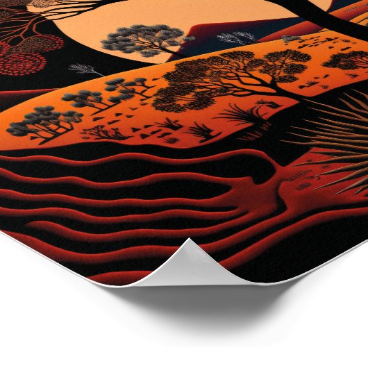 Aboriginal Art geïnspireerd landschap, puntkunst Poster (Hoek)