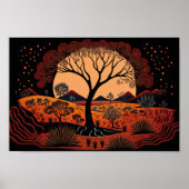 Aboriginal Art geïnspireerd landschap, puntkunst Poster (Voorkant)