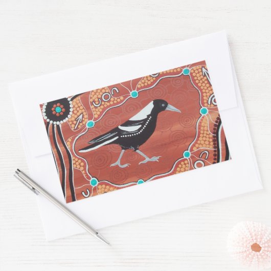Aboriginal Art Magpie Dreaming Stickers (Envelop)