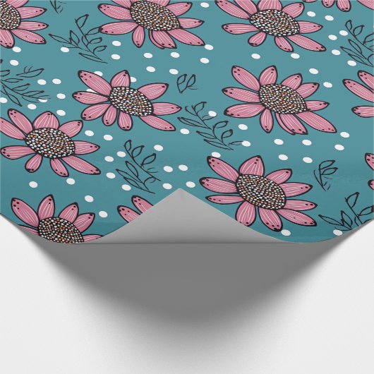 Aboriginal art style flower glossy wrapsy paper cadeaupapier (Hoek)