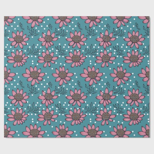 Aboriginal art style flower glossy wrapsy paper cadeaupapier (Vlak)