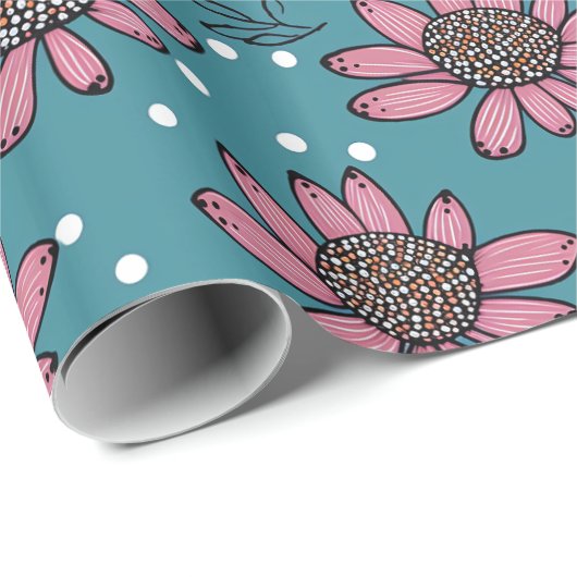 Aboriginal art style flower glossy wrapsy paper cadeaupapier (Rol Hoek)