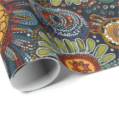 Aboriginal art style flower glossy wrapsy paper cadeaupapier (Rol Hoek)